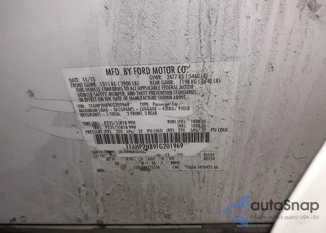 2015 Ford Taurus Sel z USA, uszkodzony, nr VIN 1FAHP2H89FG201969